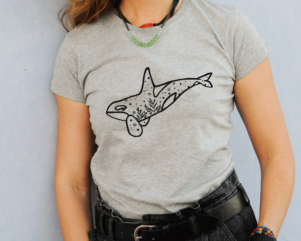 camiseta serigrafiada orca